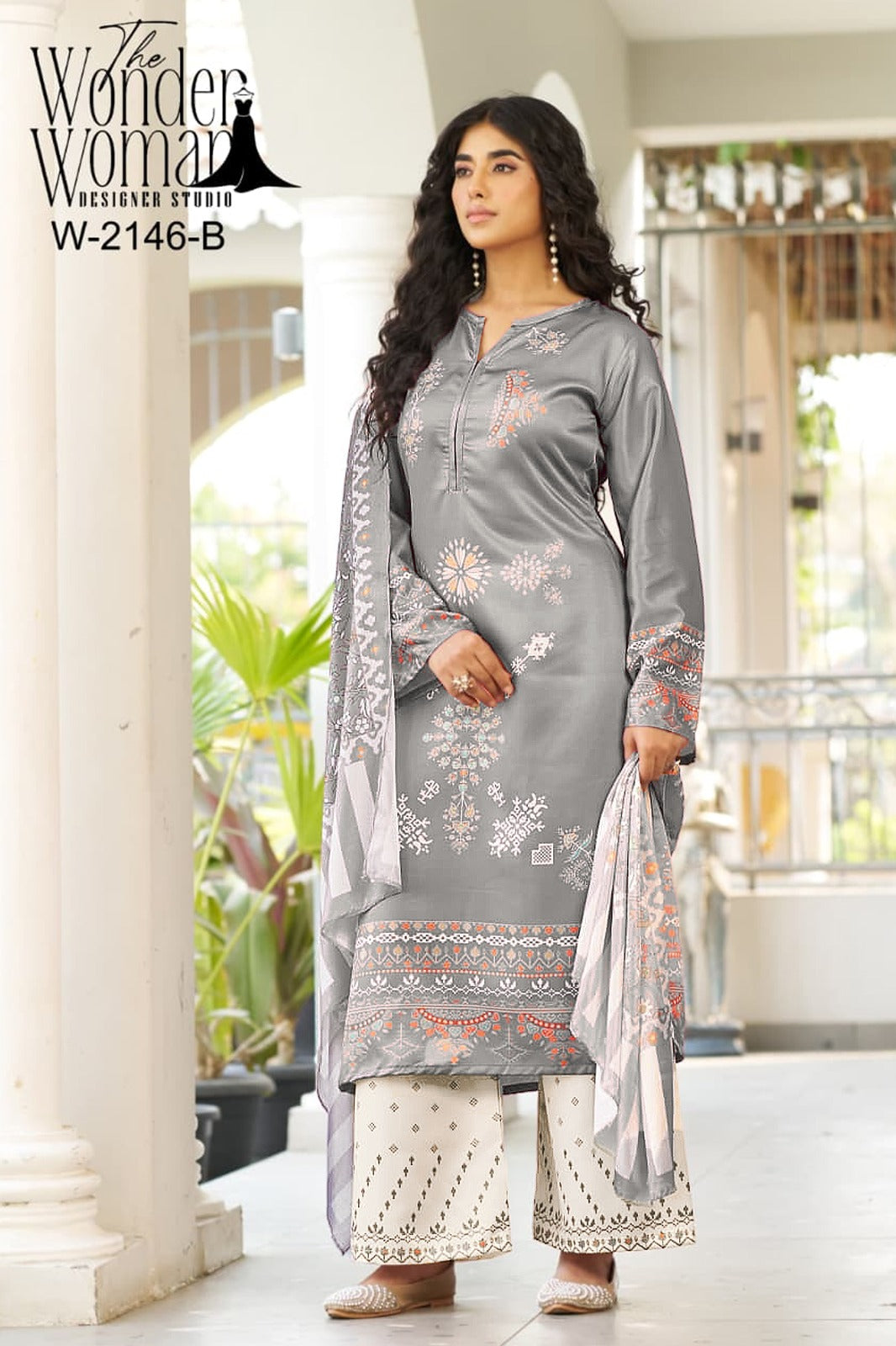 New Colours W-2146 The Wonder Woman Armani Satin Readymade Plazzo Style Suits Supplier India