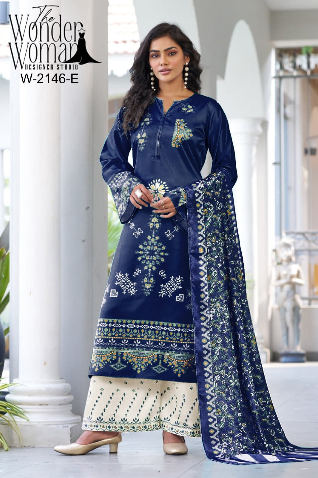 New Colours W-2146 The Wonder Woman Armani Satin Readymade Plazzo Style Suits Supplier India
