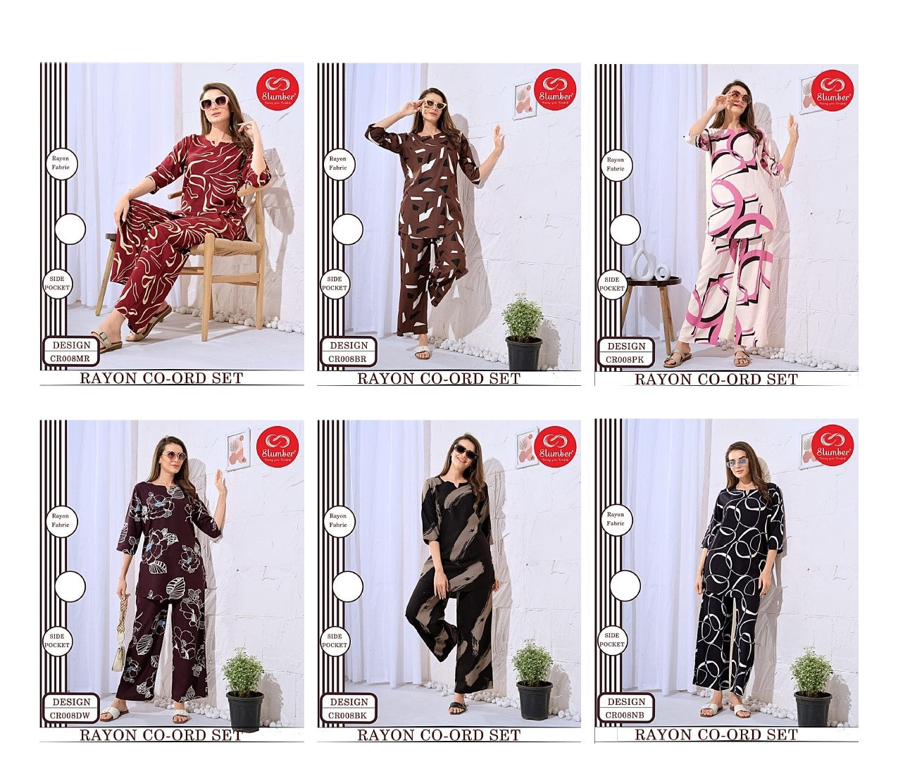 New Cr008 Slumber Rayon Co Ord Set Supplier Ahmedabad