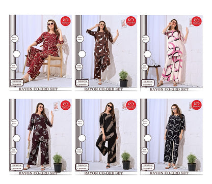 New Cr008 Slumber Rayon Co Ord Set Supplier Ahmedabad