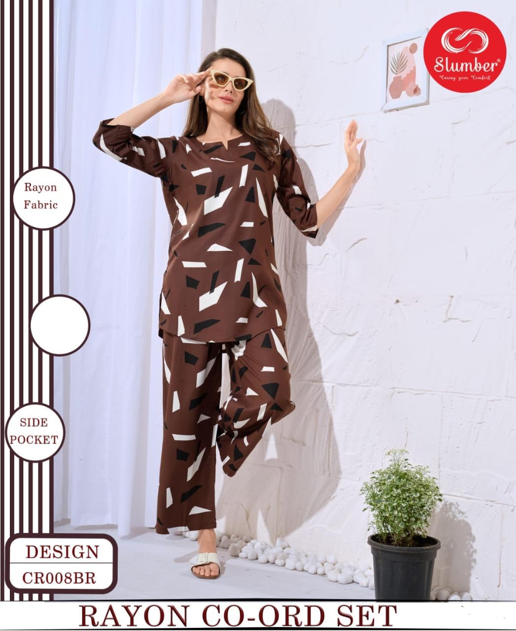 New Cr008 Slumber Rayon Co Ord Set Supplier Ahmedabad