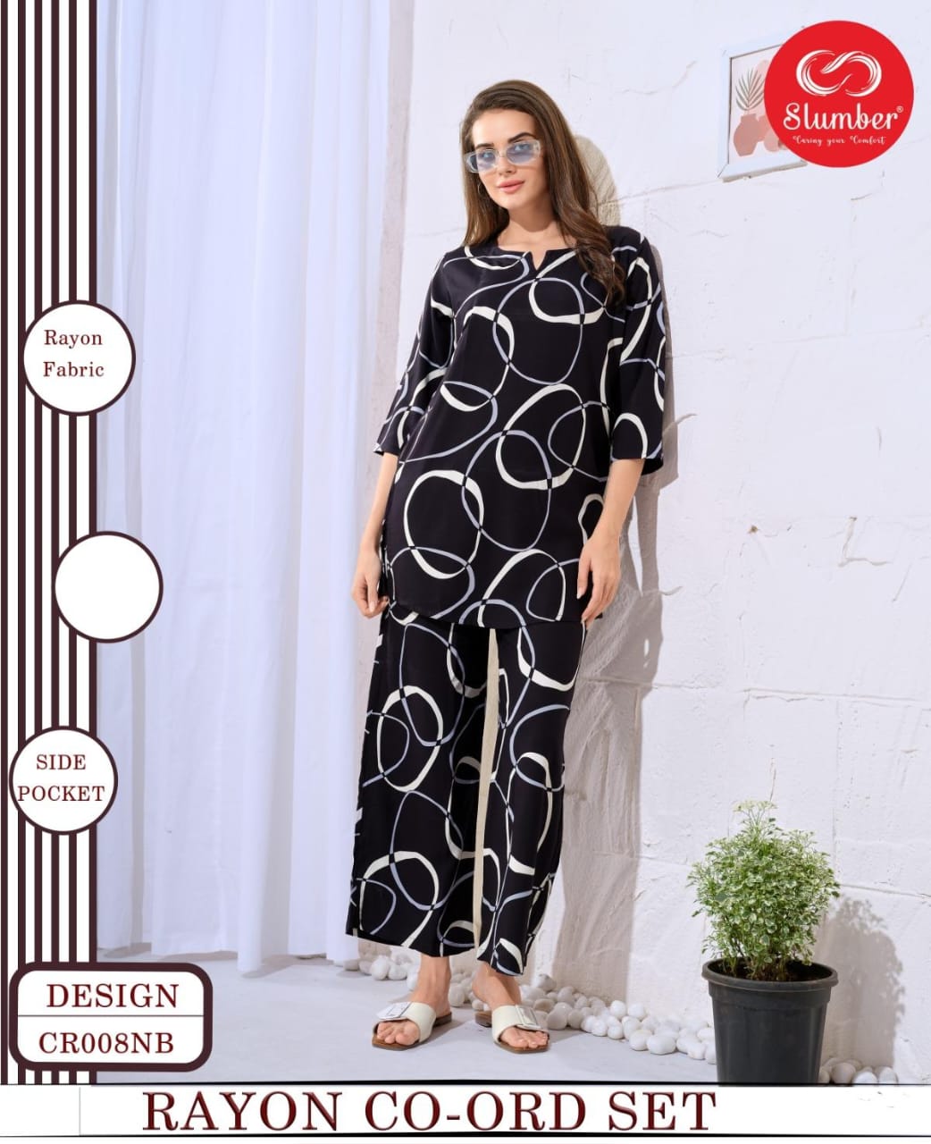 New Cr008 Slumber Rayon Co Ord Set Supplier Ahmedabad