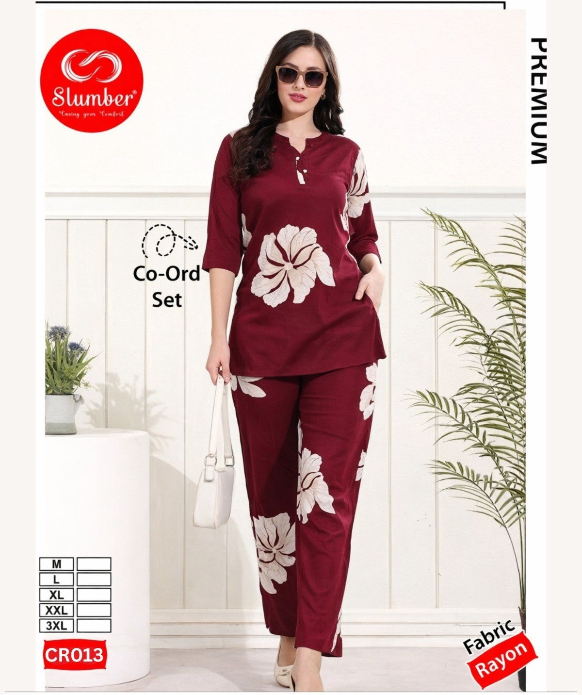 New Cr013 Slumber Rayon Co Ord Set Exporter Ahmedabad