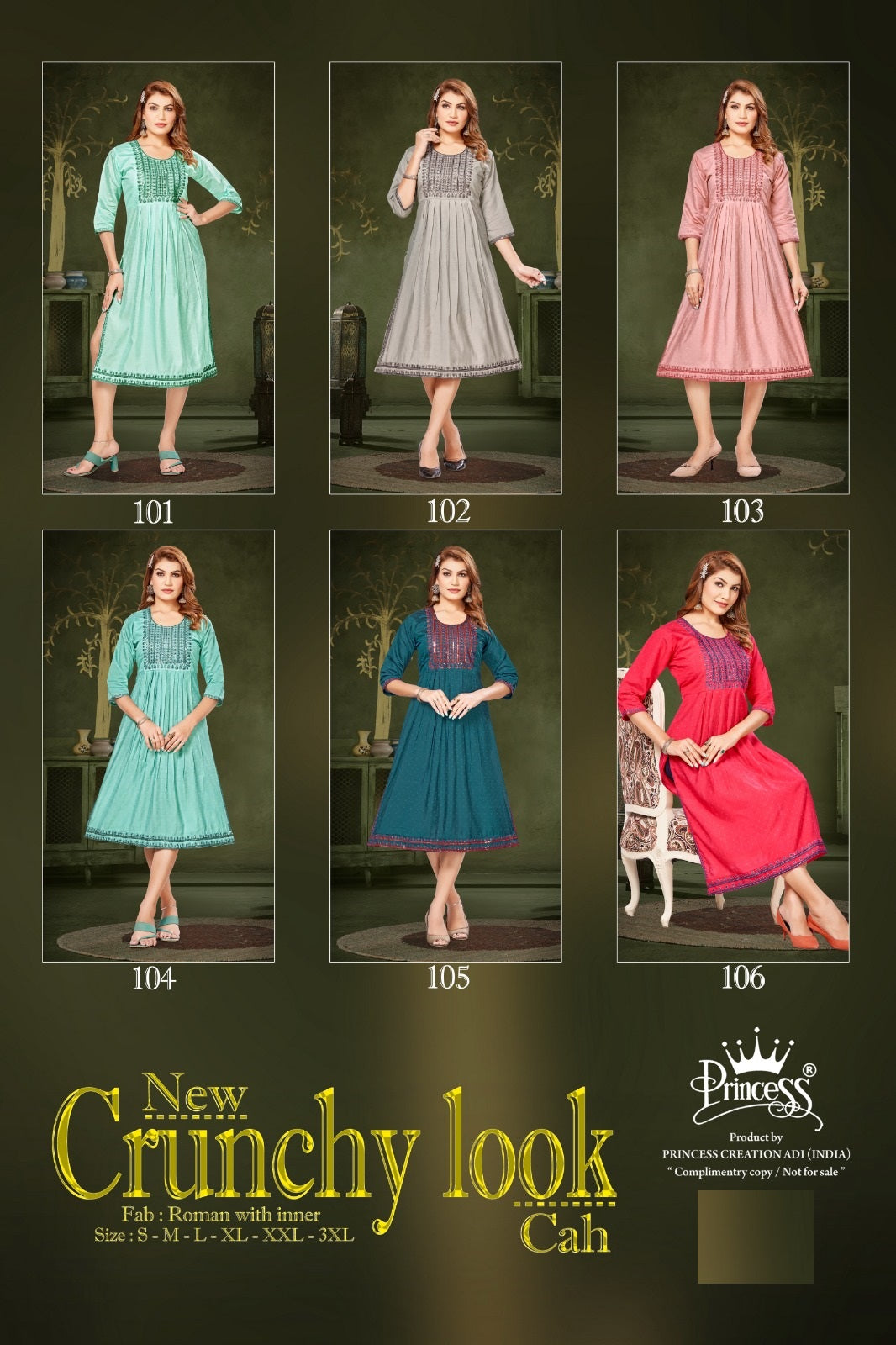 New Crunchy Look Princess Creation Roman Silk Naira Cut Kurtis Manufacturer Gujarat
