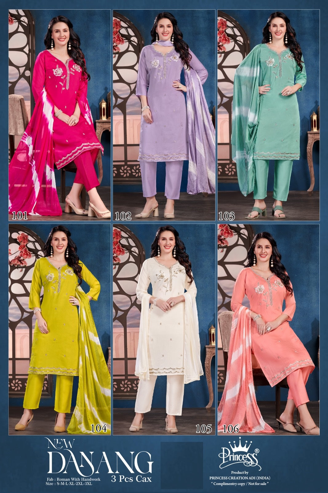 New Danang Princess Creation Roman Readymade Pant Style Suits Manufacturer Ahmedabad