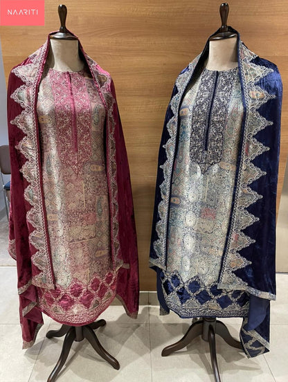 New Delsa Naariti Silk Velvet Suits Wholesale
