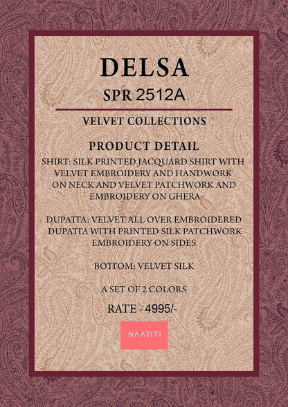 New Delsa Naariti Silk Velvet Suits Wholesale
