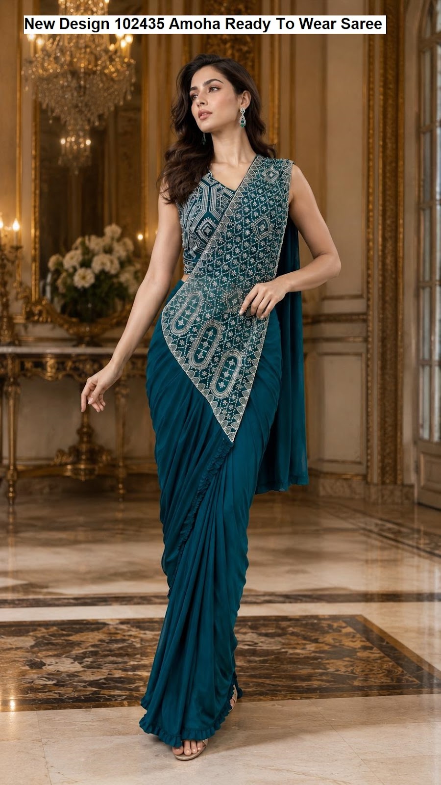 New Design 102435 Amoha Imported Lycra Ready To Wear Saree Wholesaler India