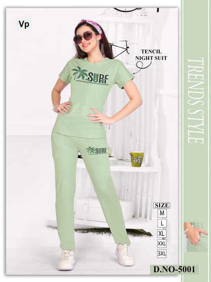 New Design 5010 Vp Tencil Pyjama Night Suits Wholesale Rate