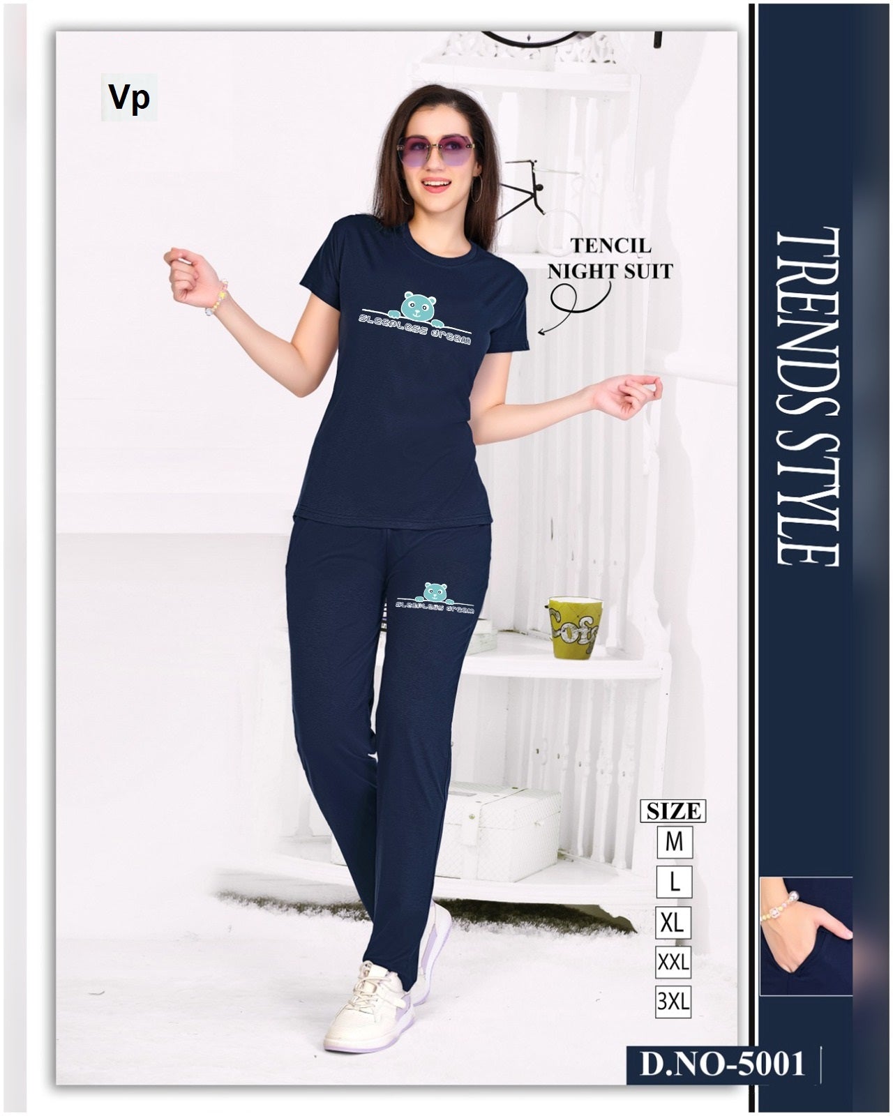 New Design 5010 Vp Tencil Pyjama Night Suits Wholesale Rate