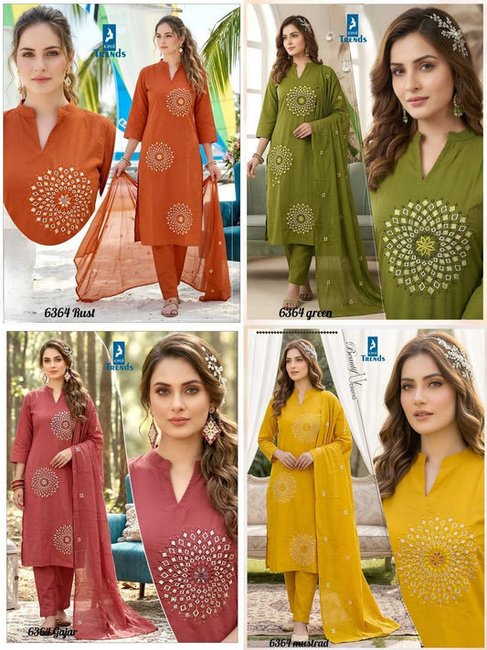 New Design 6364 Kaya Trends Readymade Cotton Pant Suits Exporter Ahmedabad