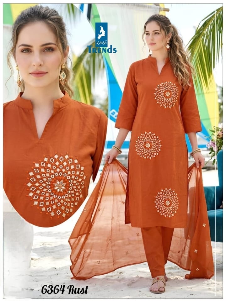 New Design 6364 Kaya Trends Readymade Cotton Pant Suits Exporter Ahmedabad