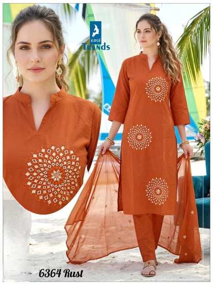 New Design 6364 Kaya Trends Readymade Cotton Pant Suits Exporter Ahmedabad