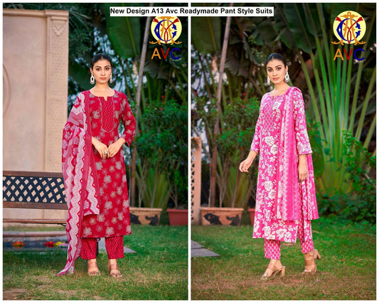New Design A13 Avc Heavy Rayon Readymade Pant Style Suits Supplier Gujarat