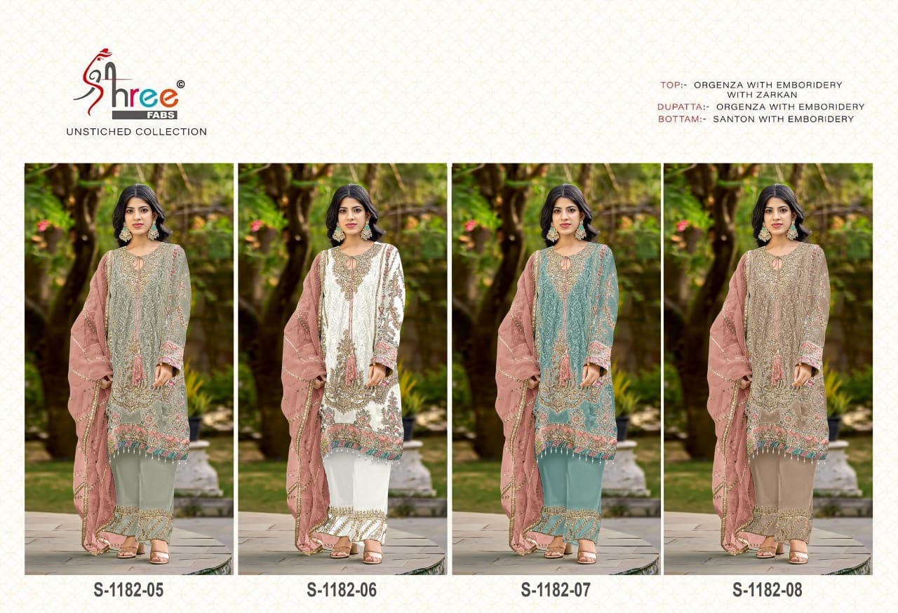 New Design S 1182 Shree Fabs Organza Pakistani Salwar Suits Exporter
