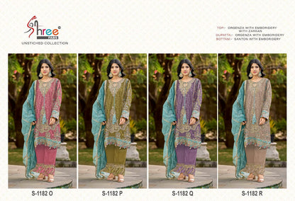 New Design S 1182 Shree Fabs Organza Pakistani Salwar Suits Exporter