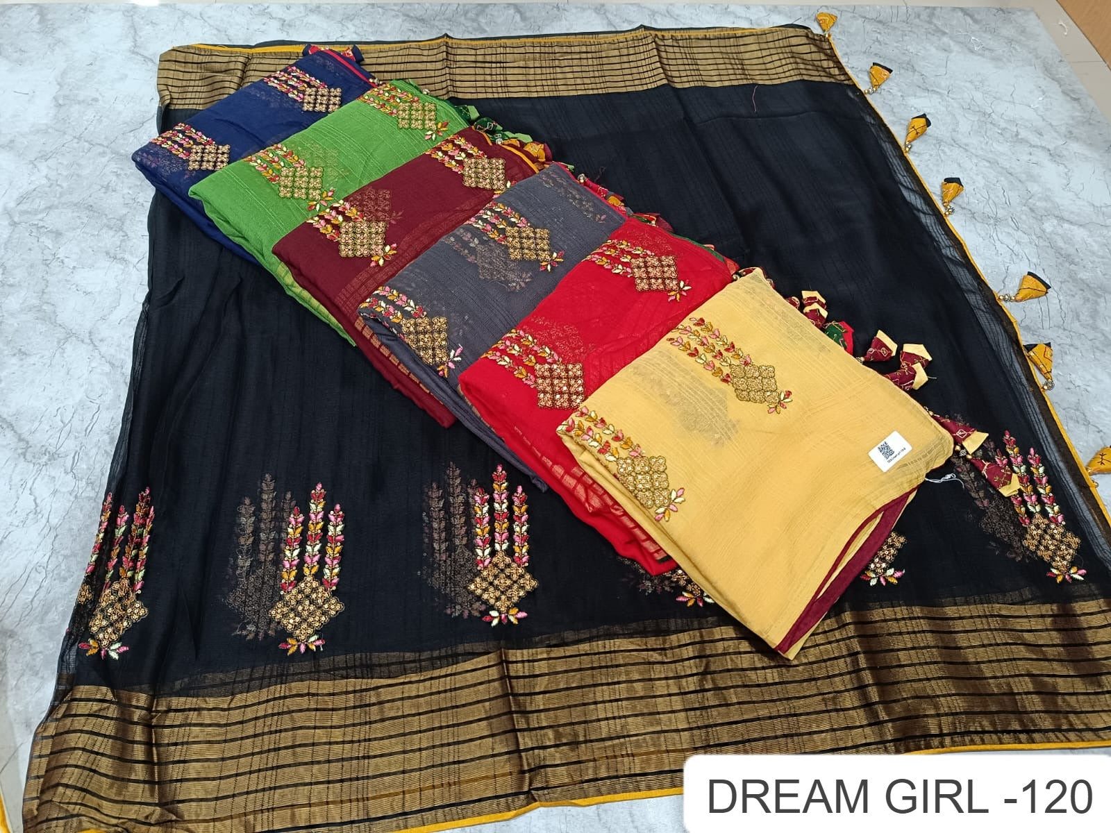 New Dream Girl 120 Kalpveli Chiffon Sarees Wholesaler India