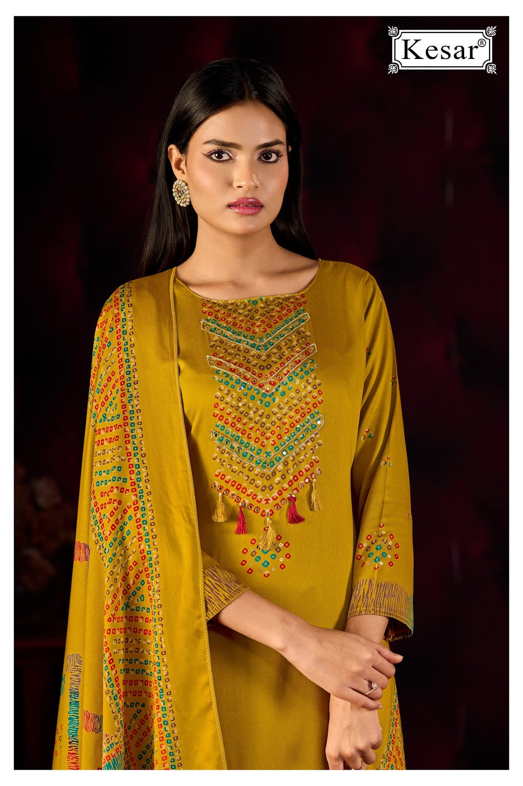 New Emberly Kesar Gaji Satin Karachi Salwar Suits Wholesaler