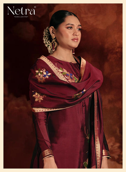 New Evania Netra Woven Silk Pant Style Suits Wholesaler India
