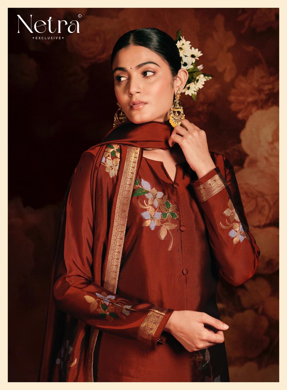 New Evania Netra Woven Silk Pant Style Suits Wholesaler India
