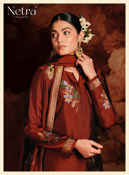 New Evania Netra Woven Silk Pant Style Suits Wholesaler India
