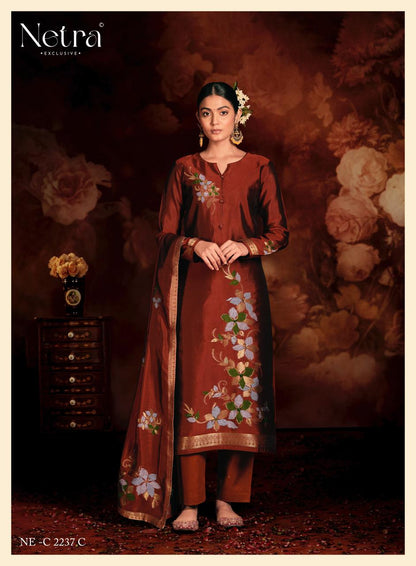 New Evania Netra Woven Silk Pant Style Suits Wholesaler India