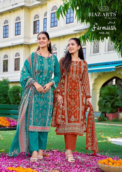 New Farmaish Vol 2 Riaz Art Lawn Cotton Karachi Salwar Suits Exporter Gujarat