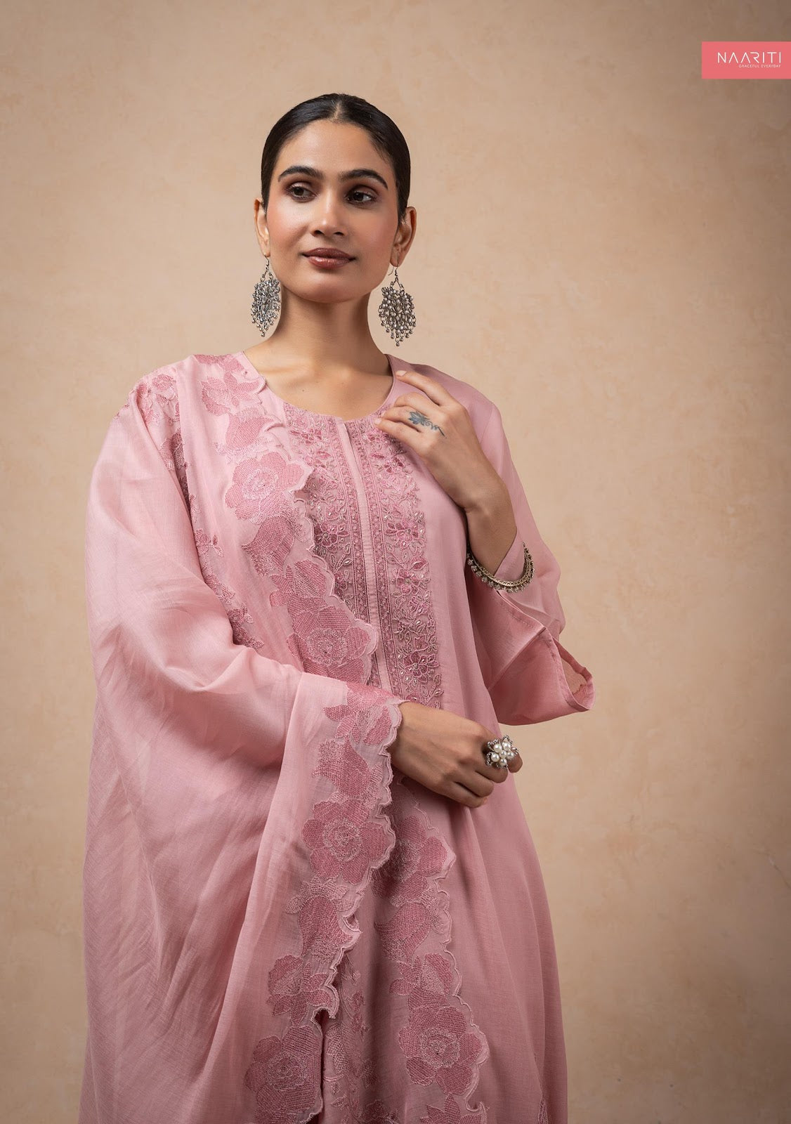 New Fizrit Naariti Mul Chanderi Pant Style Suits Supplier Gujarat