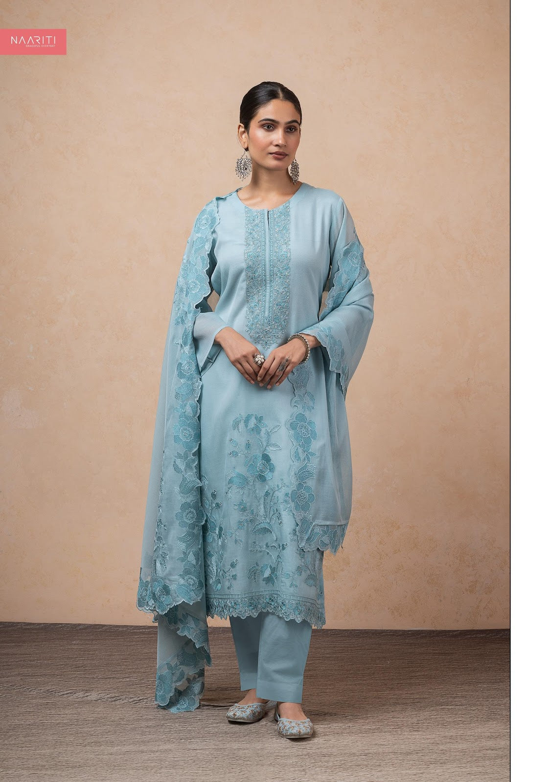 New Fizrit Naariti Mul Chanderi Pant Style Suits Supplier Gujarat