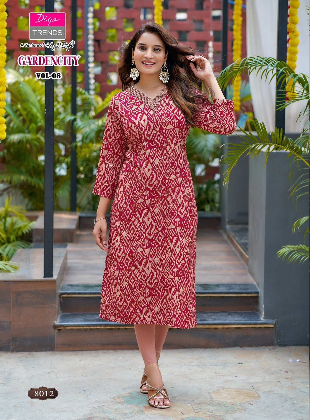 New Gardencity Vol 8 Diya Trends Rayon Long Straight Kurti Exporter Gujarat