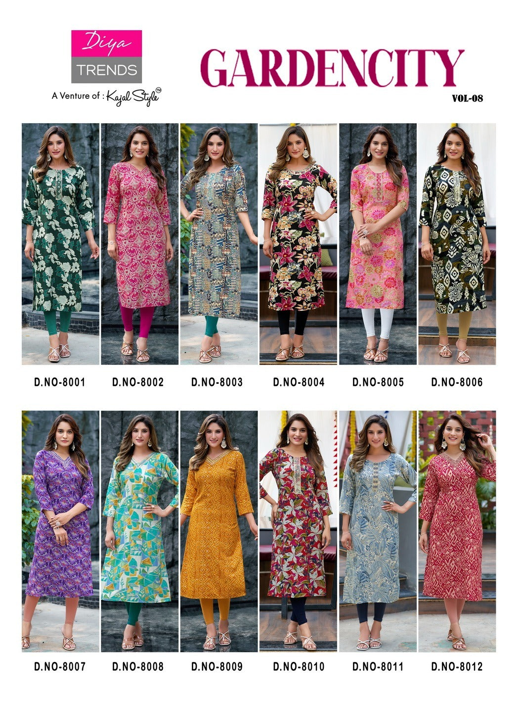 New Gardencity Vol 8 Diya Trends Rayon Long Straight Kurti Exporter Gujarat