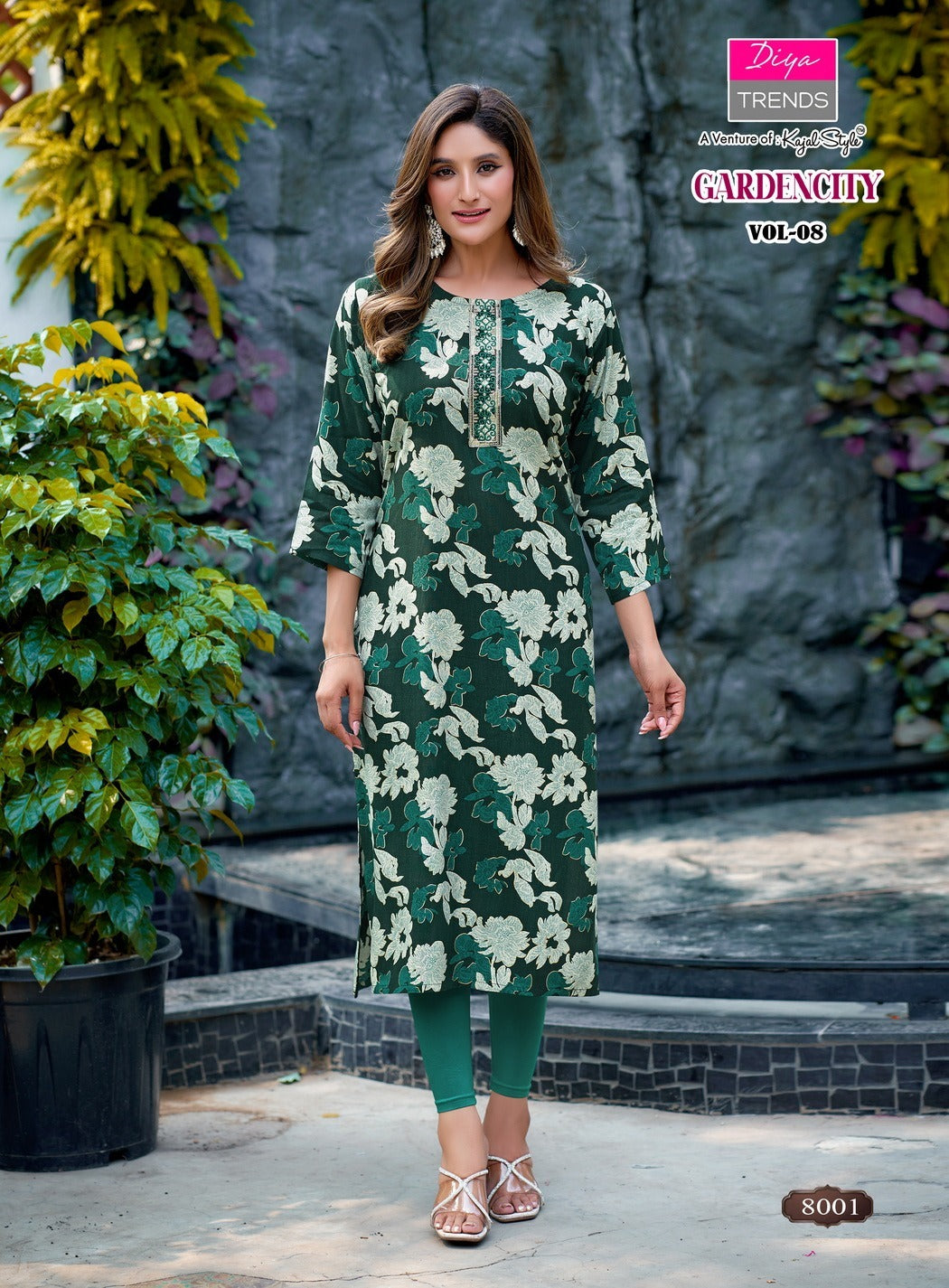 New Gardencity Vol 8 Diya Trends Rayon Long Straight Kurti Exporter Gujarat