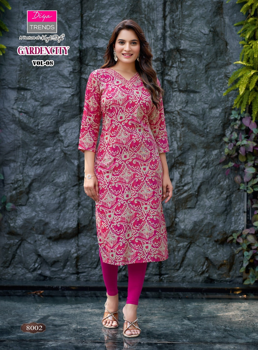 New Gardencity Vol 8 Diya Trends Rayon Long Straight Kurti Exporter Gujarat