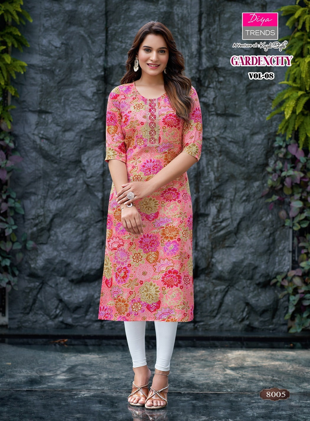 New Gardencity Vol 8 Diya Trends Rayon Long Straight Kurti Exporter Gujarat