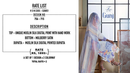 New Gunj Tm Muslin Pant Style Suits Exporter