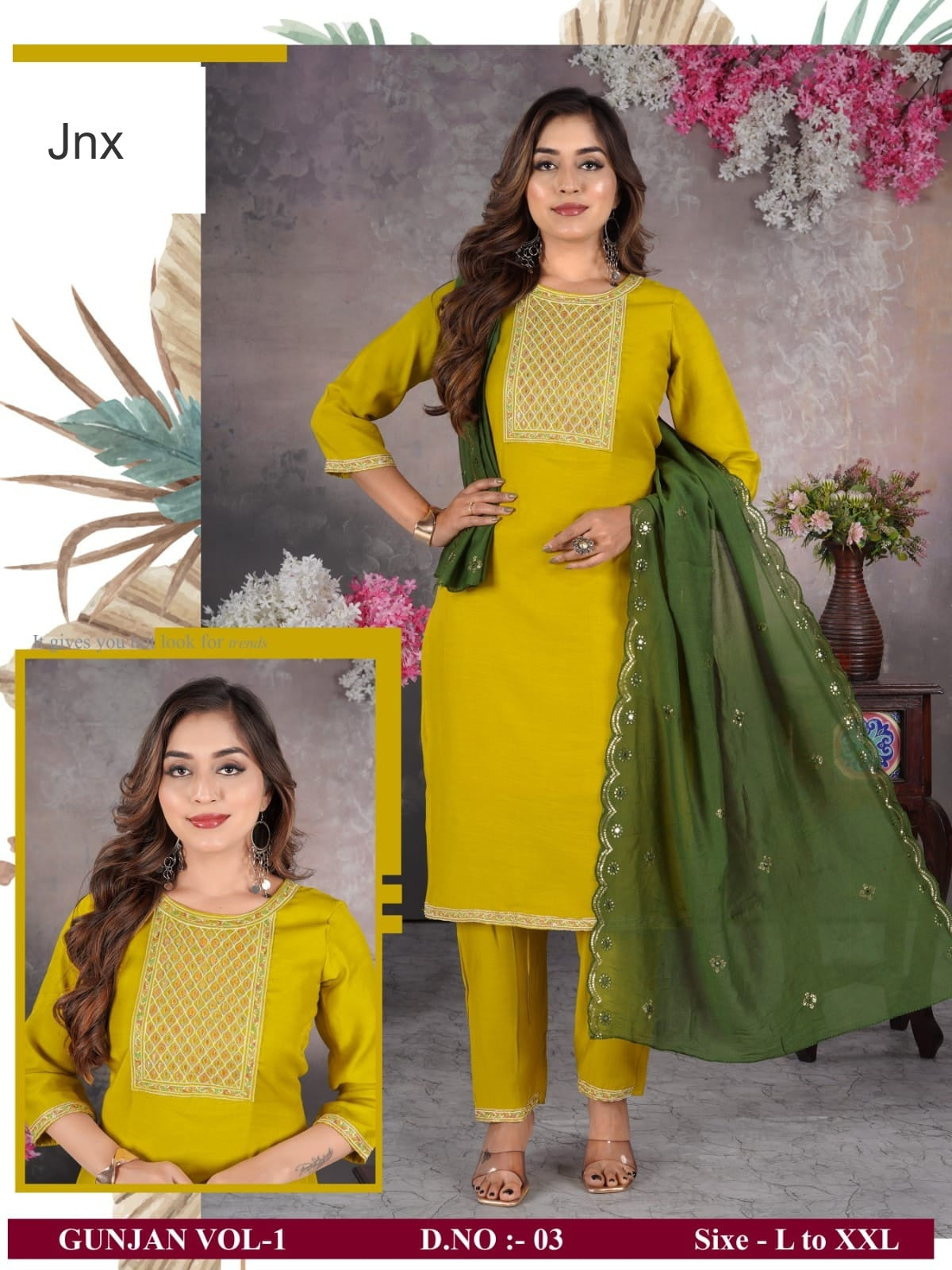 New Gunjan Vol 1 Jnx Readymade Pant Style Suits Supplier Gujarat
