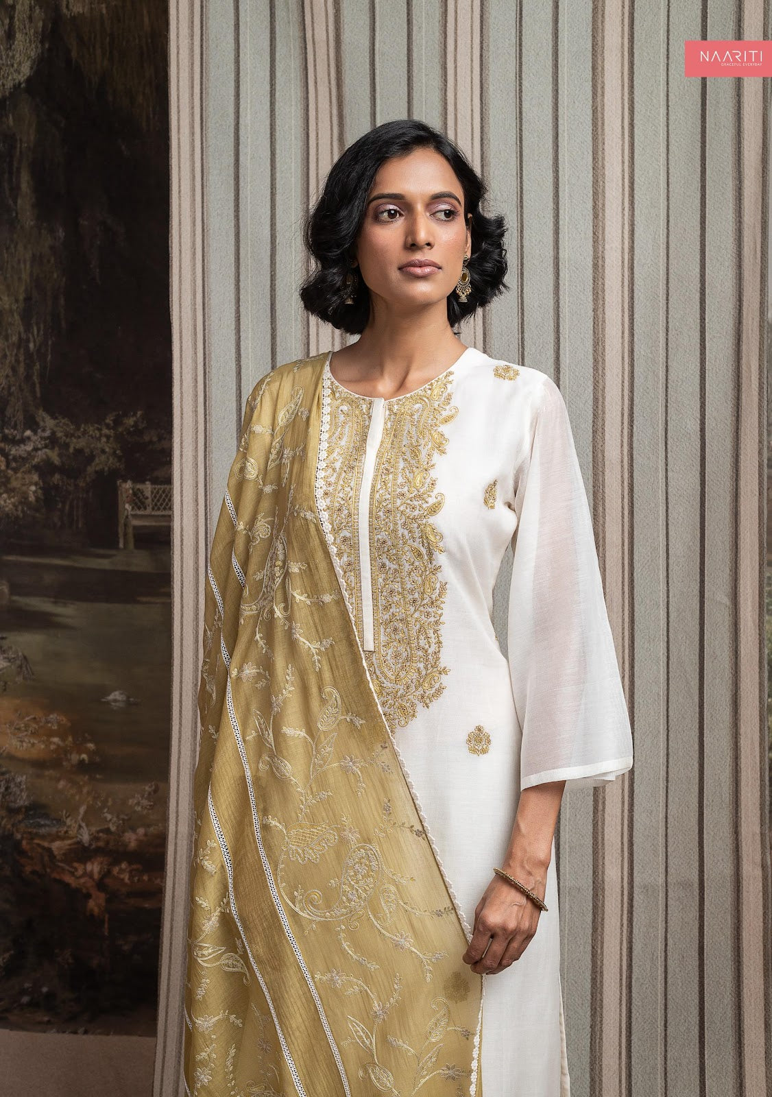 New Haneeya Naariti Mul Chanderi Pant Style Suits Supplier Gujarat