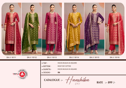 New Hanshika Vol 2 Triple Aaa Viscose Muslin Pant Style Suits Wholesaler India