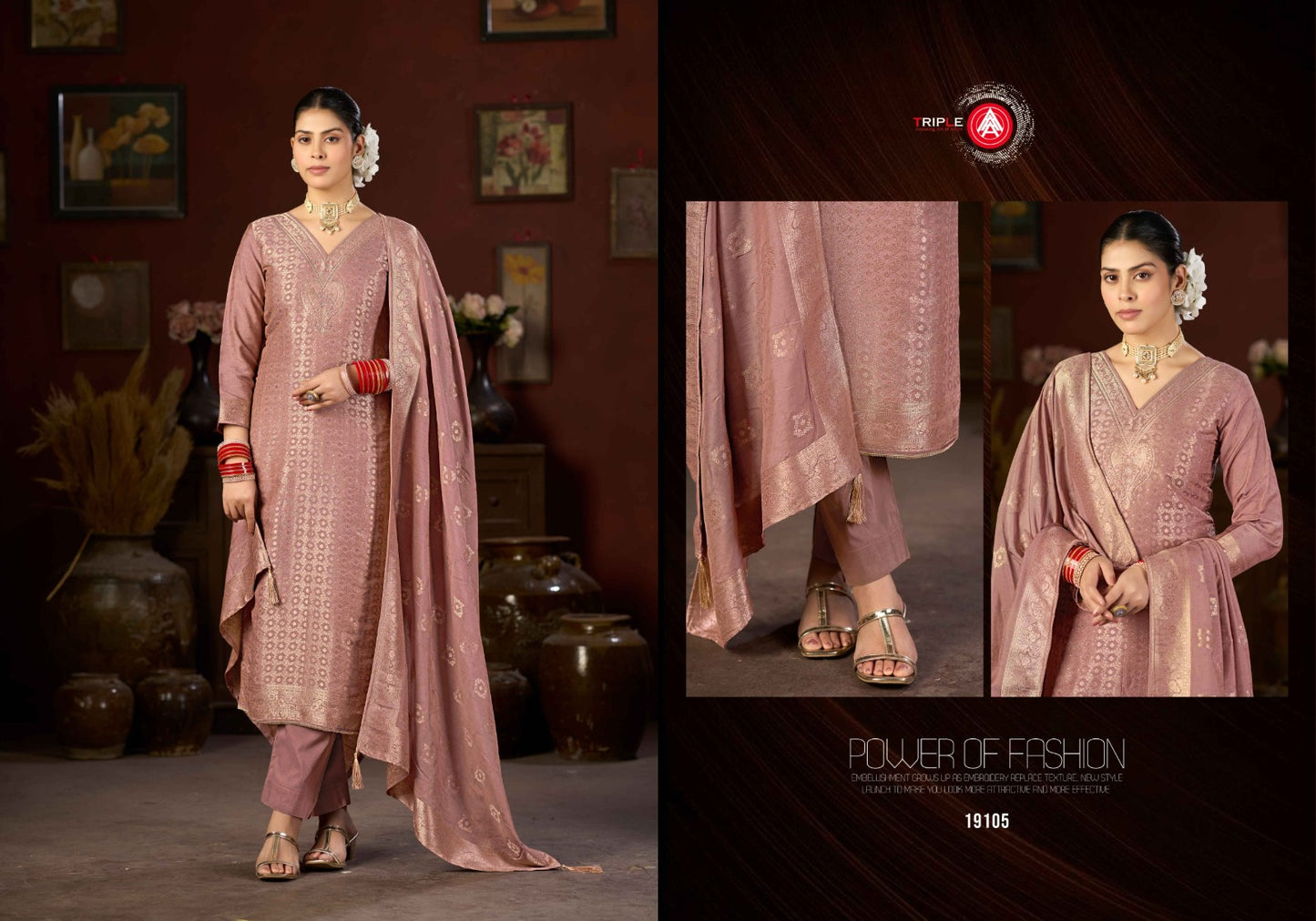 New Hanshika Vol 5 Triple Aaa Muslin Jacquard Pant Style Suits Supplier Ahmedabad