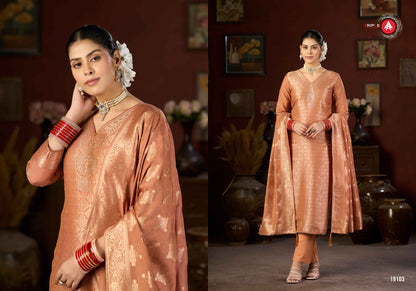 New Hanshika Vol 5 Triple Aaa Muslin Jacquard Pant Style Suits Supplier Ahmedabad
