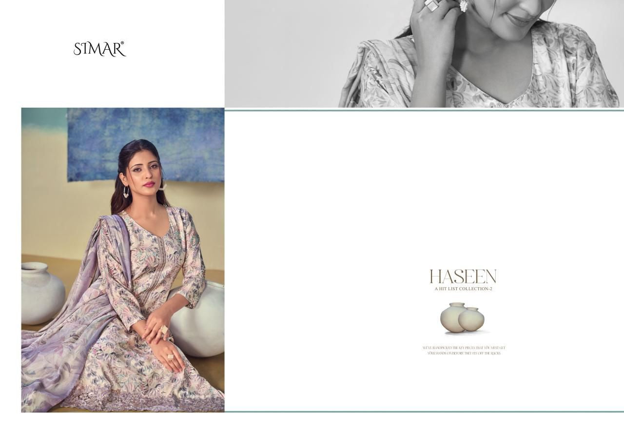 New Haseen Vol 2 Simar Viscose Muslin Pant Style Suits Supplier