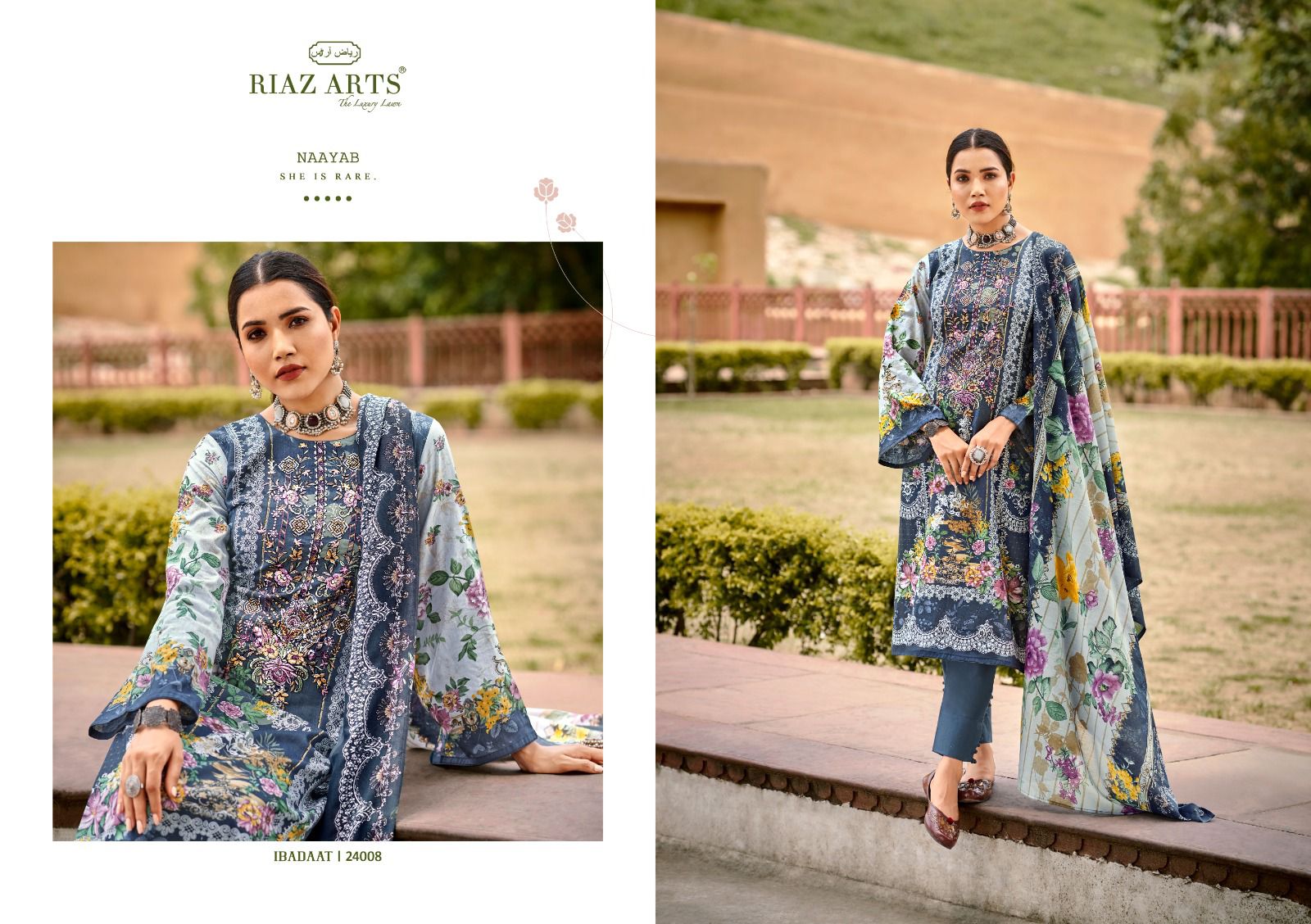New Ibadaat Riaz Art Lawn Karachi Salwar Suits Manufacturer