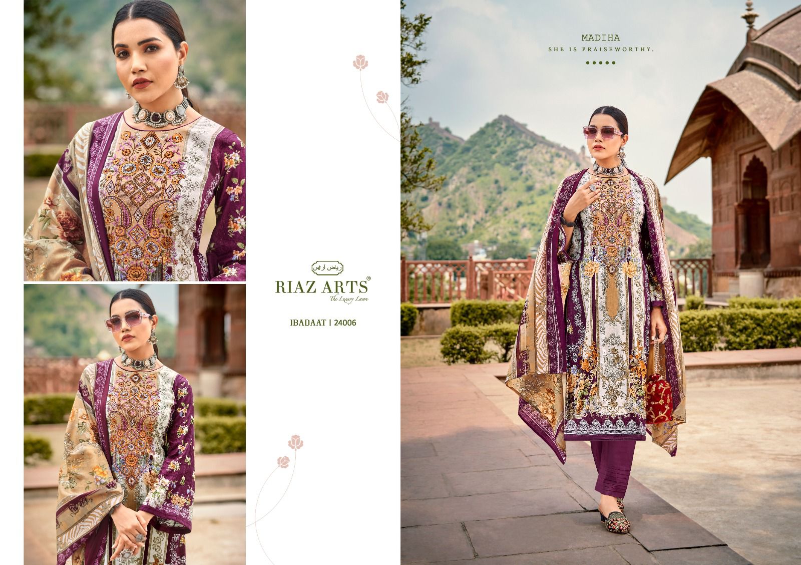 New Ibadaat Riaz Art Lawn Karachi Salwar Suits Manufacturer
