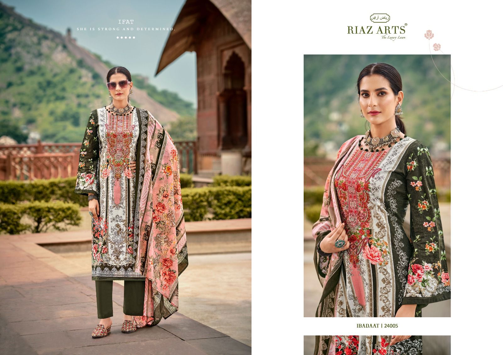 New Ibadaat Riaz Art Lawn Karachi Salwar Suits Manufacturer