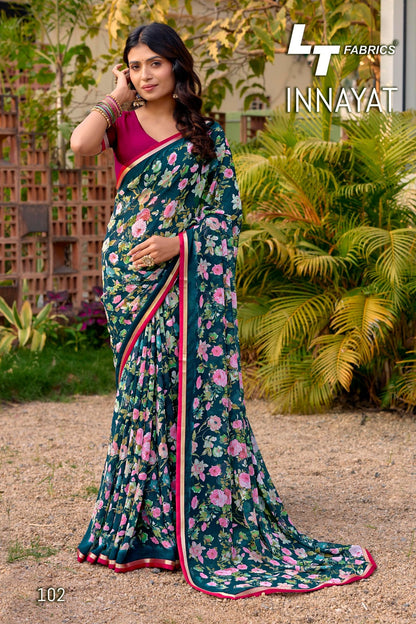 New Innayat Lt Fabrics Chiffon Sarees Wholesale