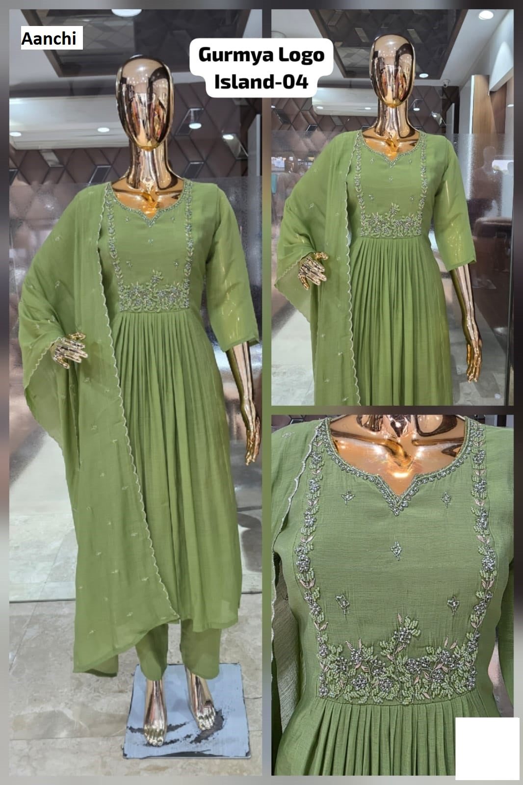 New Island Aanchi Mul Chanderi Readymade Anarkali Suits Exporter Gujarat
