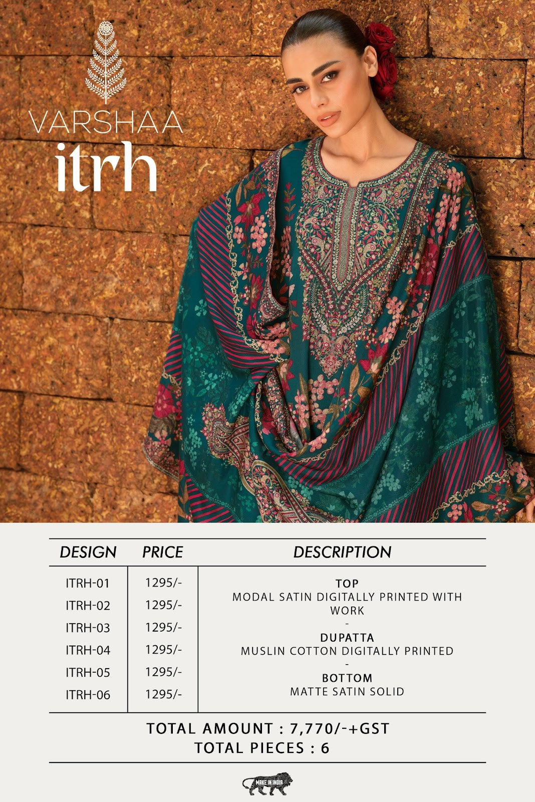 New Itrh Varshaa Modal Satin Pant Style Suits Wholesale Price