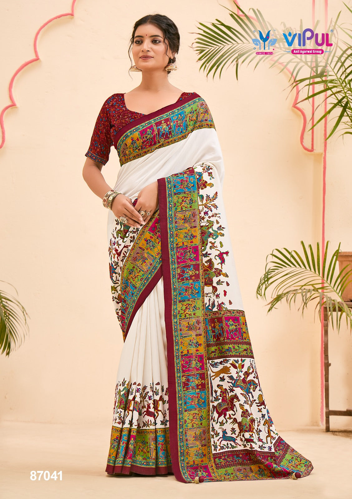 New Ivory Silk Vipul Soft Silk Sarees Exporter India