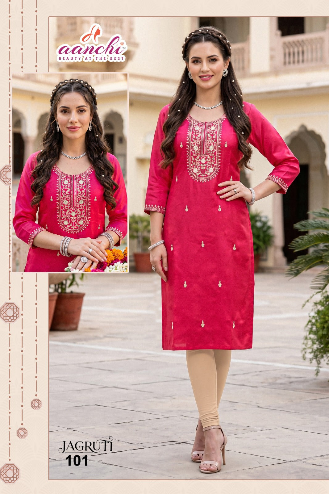 New Jagruti Aanchi Glass Silk Straight Cut Kurtis Exporter India