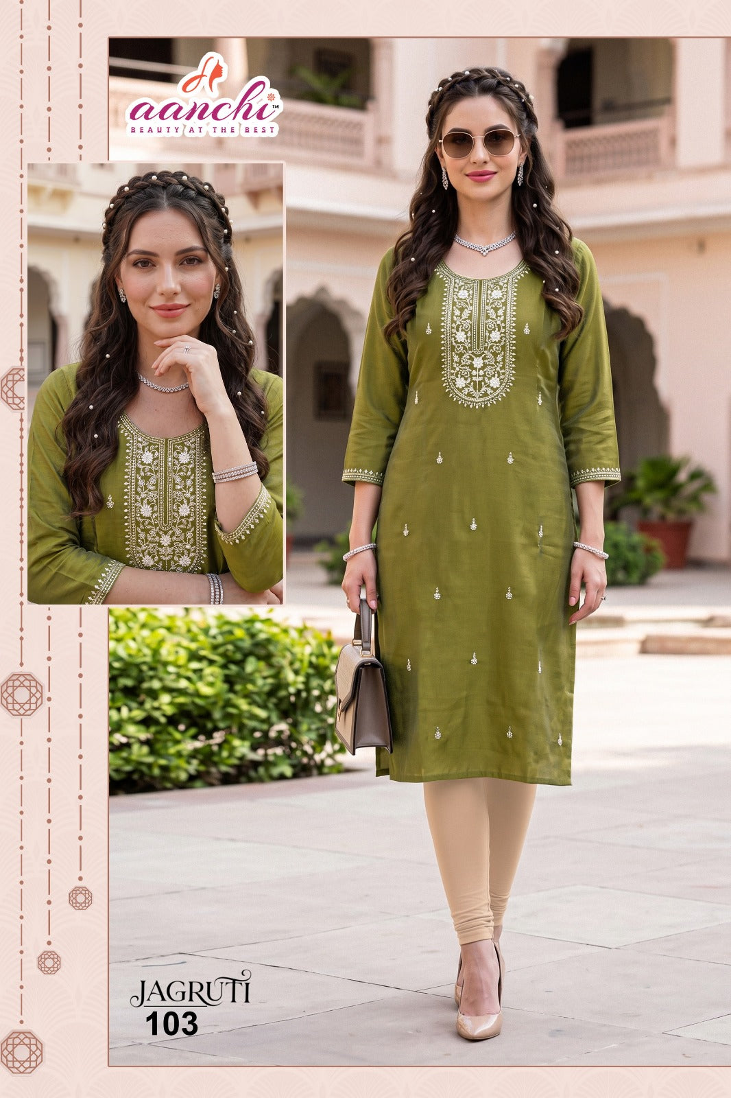 New Jagruti Aanchi Glass Silk Straight Cut Kurtis Exporter India